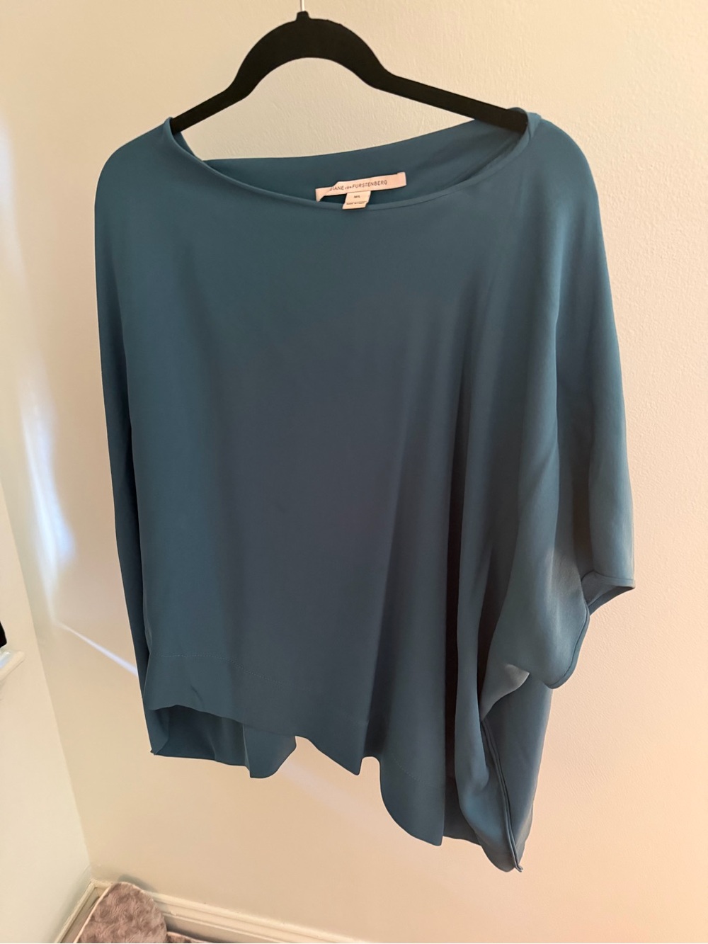 Diane Von Furstenberg Teal Silk-Blend Dolman Tunic